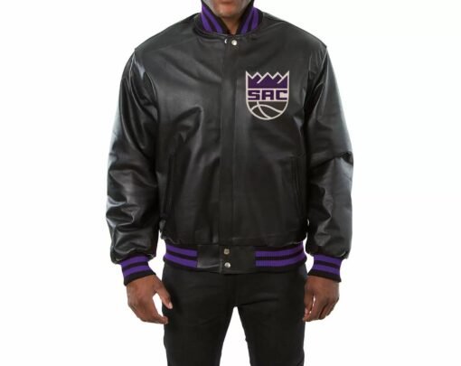 Black NBA Sacramento Kings Leather Jacket