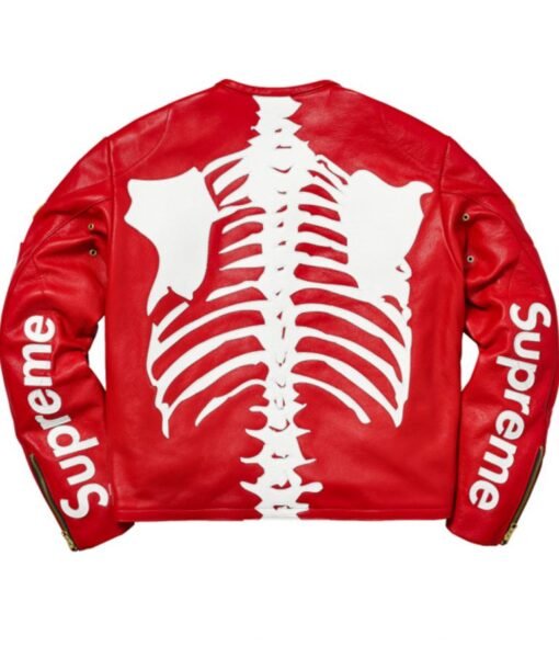 Men’s Vanson Skeleton Red Leather Jacket