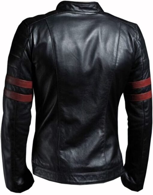 Hunter Red Stripes Cafe Racer Motorcycle Style Leather Jackets