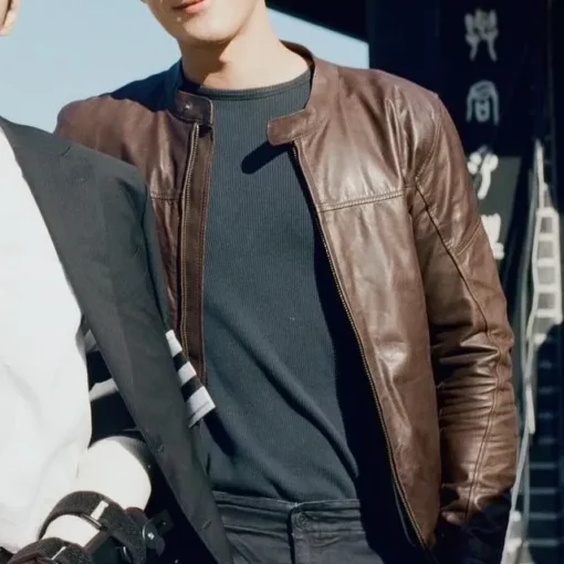 Ahn Bo-Hyun My Name Brown Leather Jacket