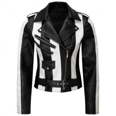Bikers Zebra Style Leather Jacket