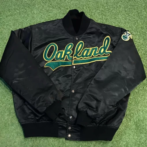 Black Oakland Vintage Satin Jacket