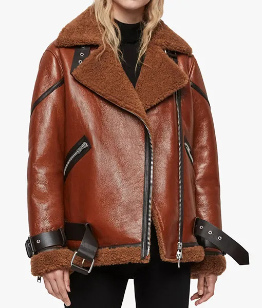 Blanche Rusty Brown Leather Shearling Jacket