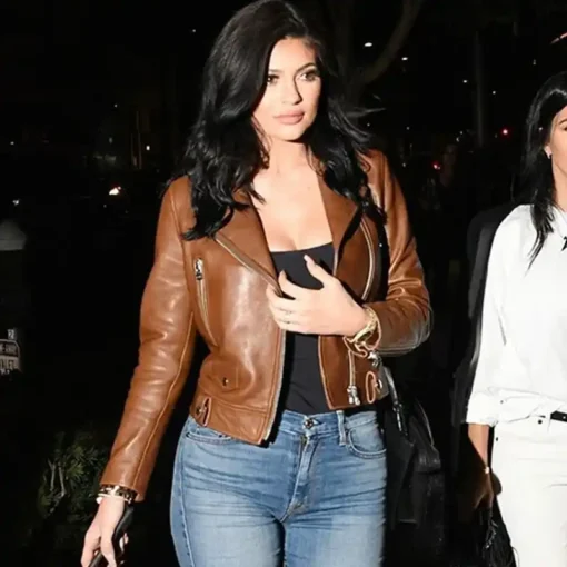 Kylie Jenner Brown Sheep Skin Leather Jacket