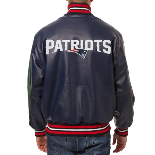 New England Patriots Varsity Navy Leather Jacket