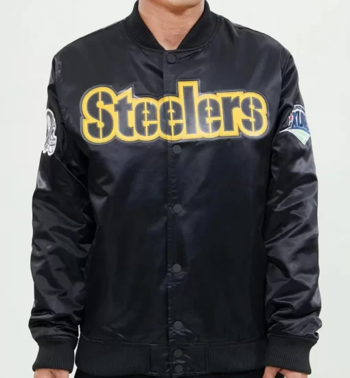 NFL Pittsburgh Steelers Black Satin Jacket