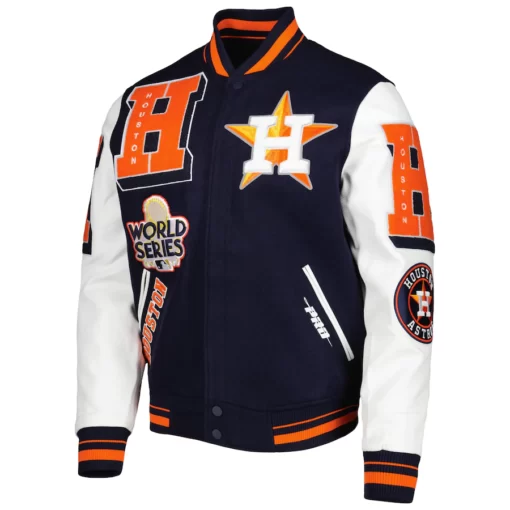 Men’s Houston Astros Navy Mash Up Logo Varsity Jacket