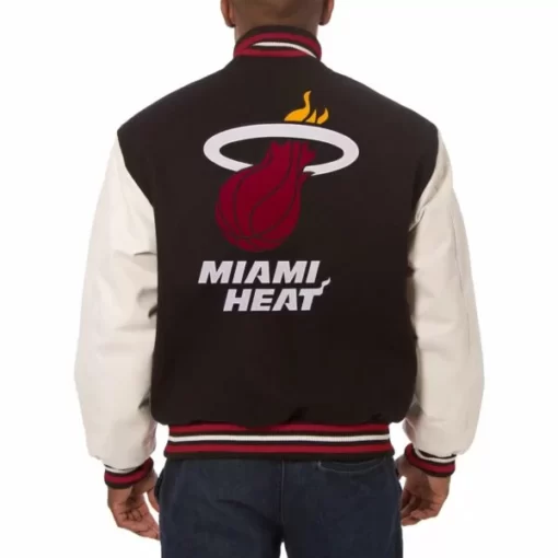 Black White Miami Heat Jeff Hamilton Varsity Jacket