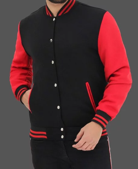 Black and Red Letterman Jacket Baseball Style