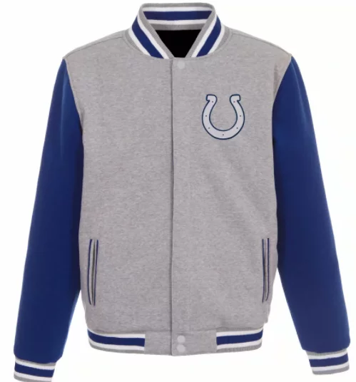 Gray Royal Blue NFL Team Indianapolis Colts Varsity Jacket