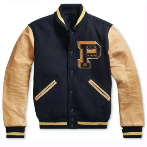 Men’s State Champs Blue and Brown Varsity P Letterman Jacket